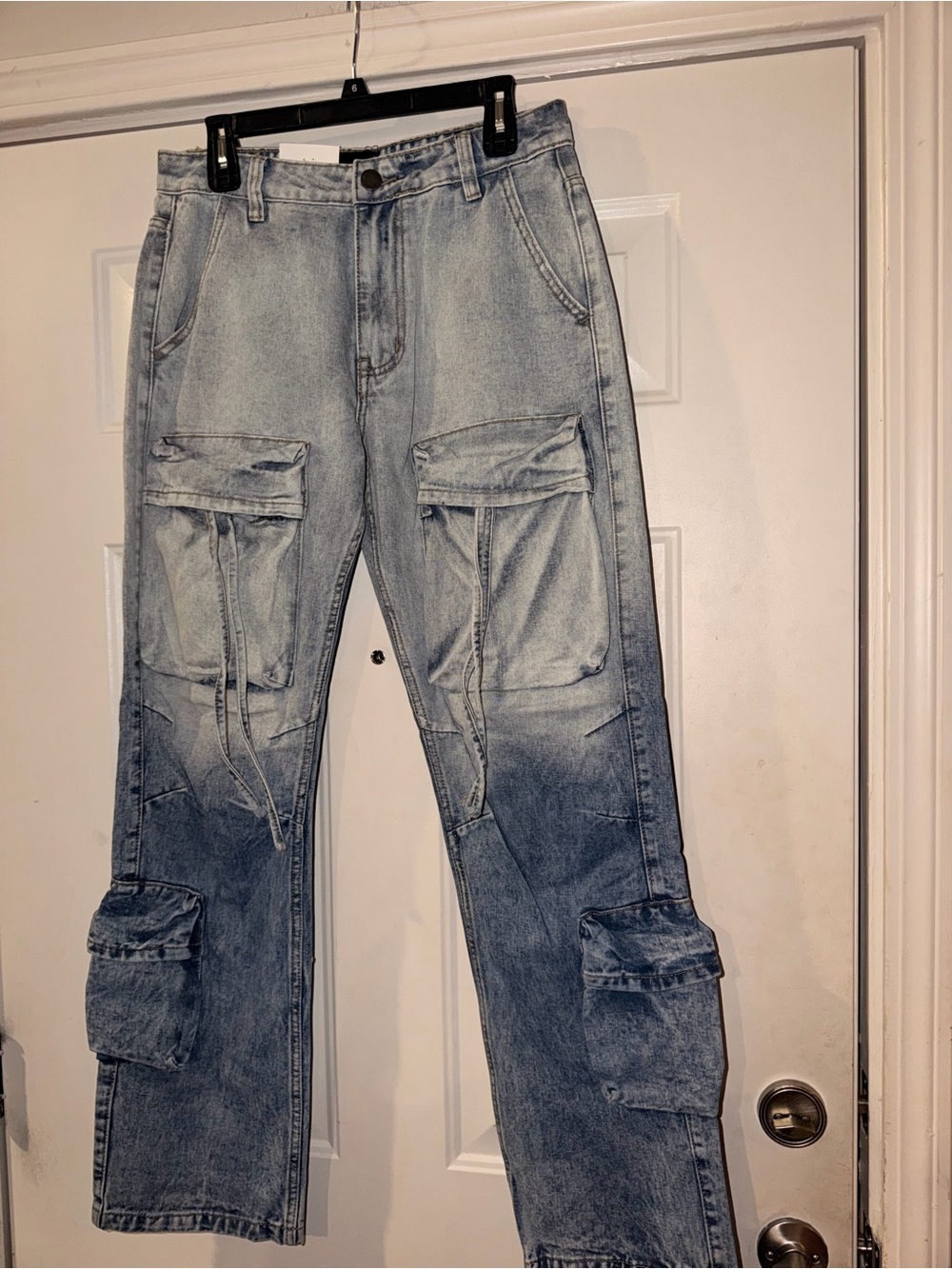 Light Wash Cargo Denim Pants